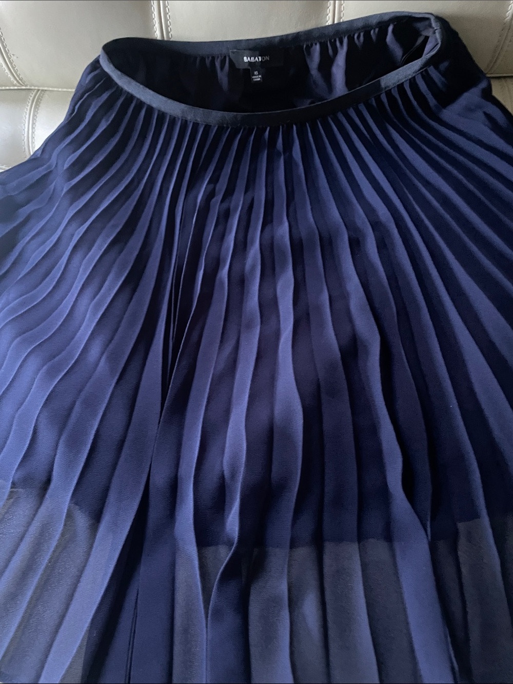 Babaton Navy Pleated Skater Skirt